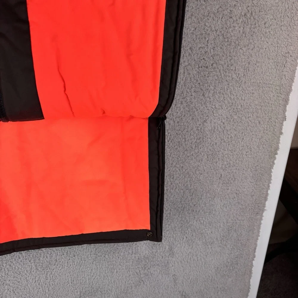 Reversible Insulated Vest Mens XL Brown Safety Orange Zip Sheriff Button Pockets